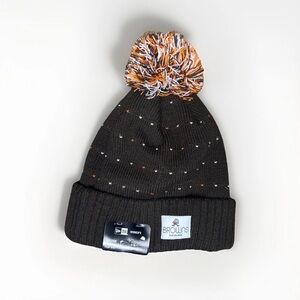 New Era Cleveland Browns Black and Orange Pom-Pom Beanie